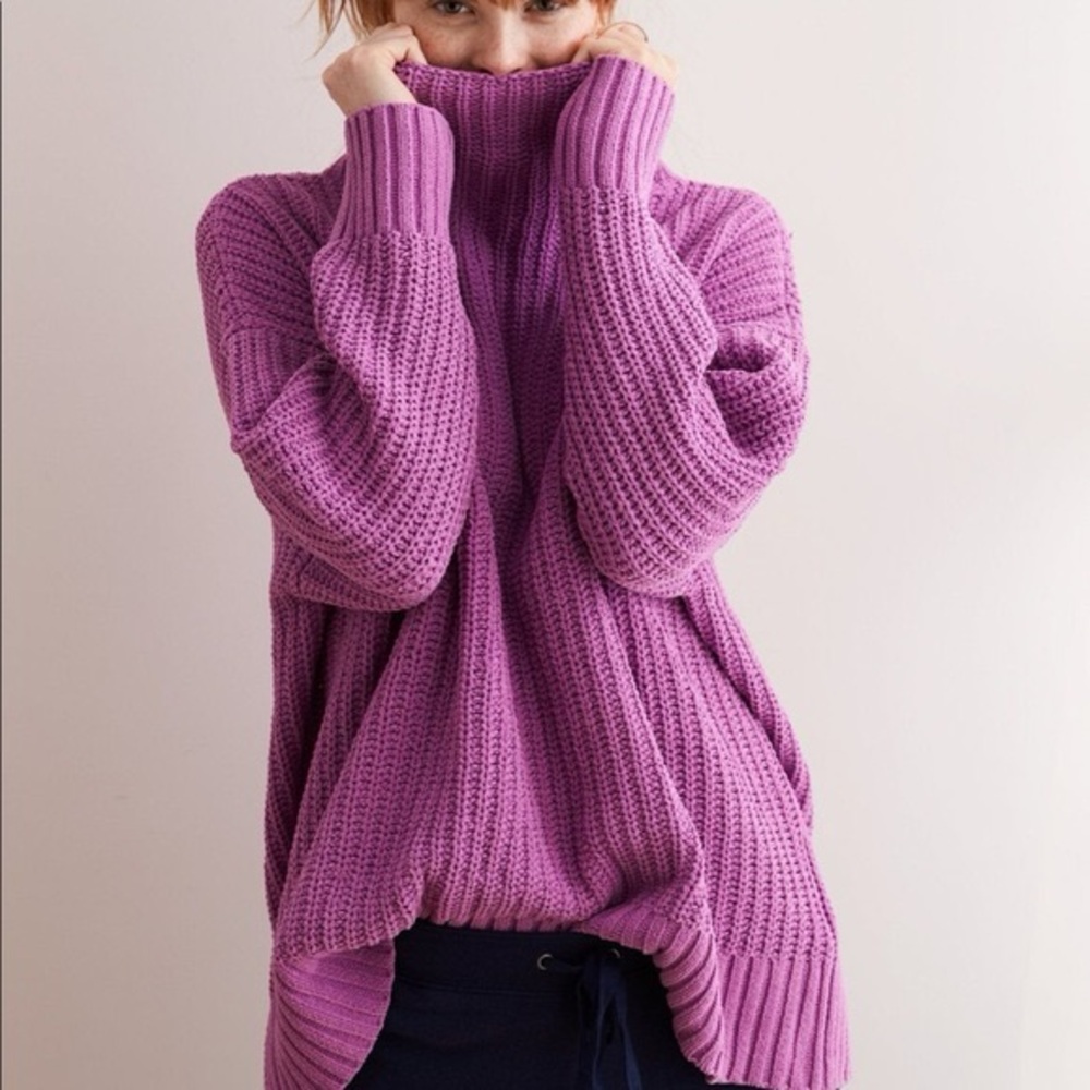 Aerie Cozy Soft Purple Women's Knitted Sweater Mock Neck Oversized Relaxed Small